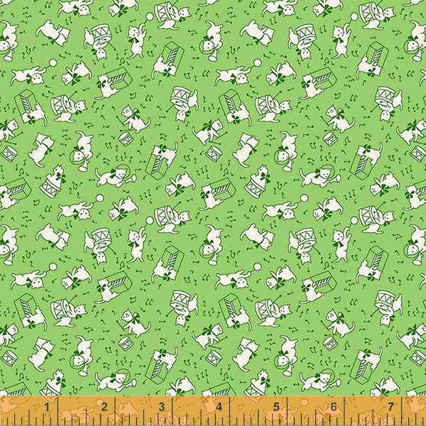 Windham Fabrics Storybook '22 Jammin Cats; Green