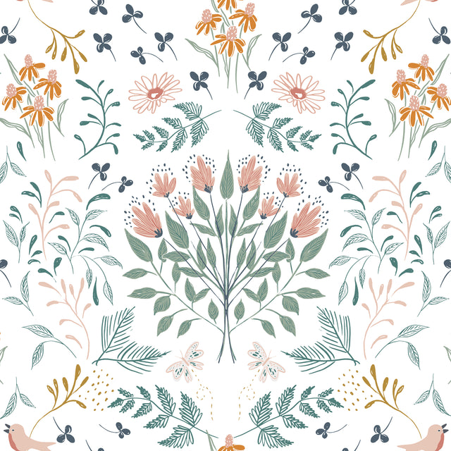 Mia Presley Designs Garden Walk Whimsical Wildflowers-Pink 09625-03