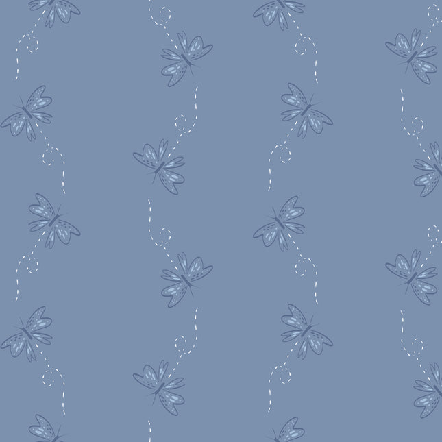 Mia Presley Designs Garden Walk Butterfly Stripe-Blue 09625-09
