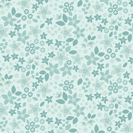 Benartex Holly & Hearth ~ Star Flowers Frost: 1726224B