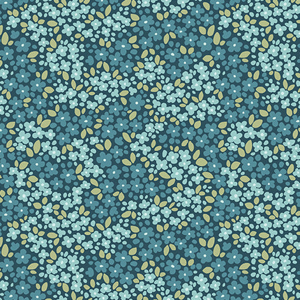 Benartex Holly & Hearth ~ Winter Jasmine Teal: 1726384B