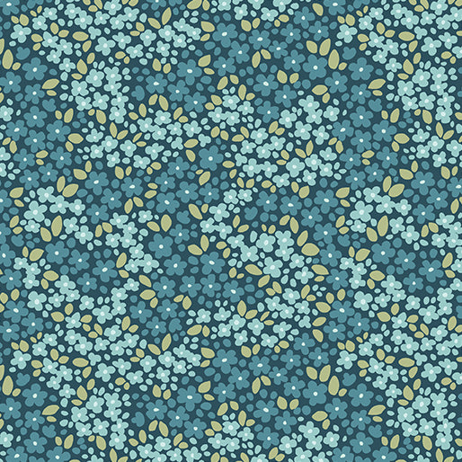 Benartex Holly & Hearth ~ Winter Jasmine Teal: 1726384B