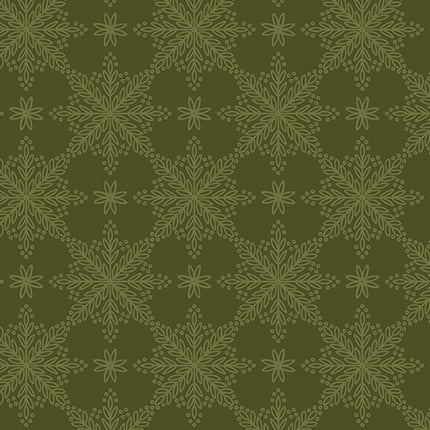 Benartex Holly & Hearth ~ Frosted Windowpanes Evergreen: 1726446B