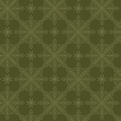 Benartex Holly & Hearth ~ Frosted Windowpanes Evergreen: 1726446B