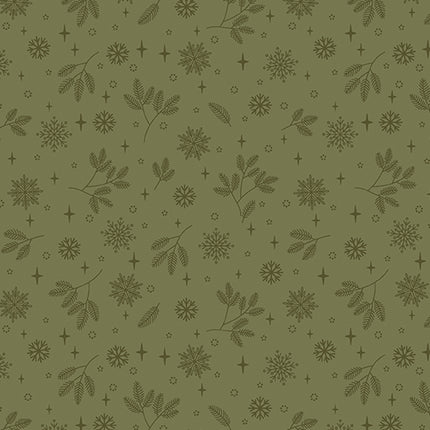 Benartex Holly & Hearth ~ Flurries Evergreen: 1726546B