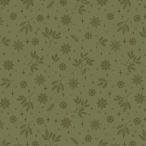 Benartex Holly & Hearth ~ Flurries Evergreen: 1726546B