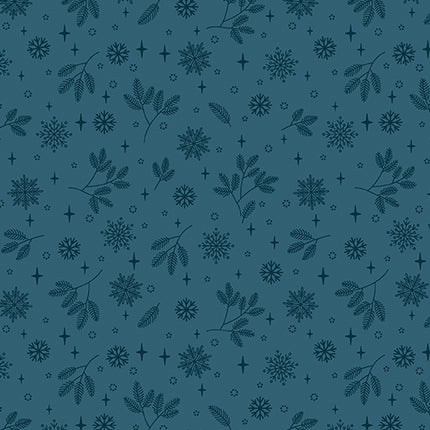 Benartex Holly & Hearth ~ Flurries Teal: 1726584B