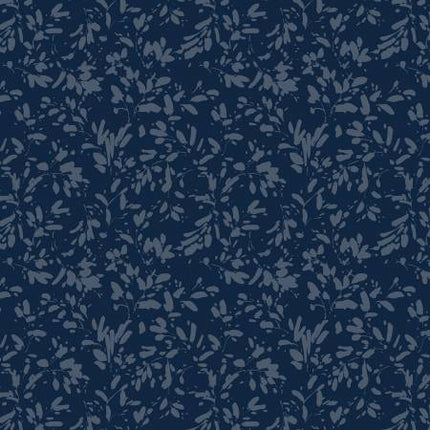 Wilmington Prints Green Fields:  Dark Blue Tonal Leaves # 17806-494