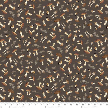 Henry Glass Whimsical Woods ~ Mushrooms 2236-33 Brown