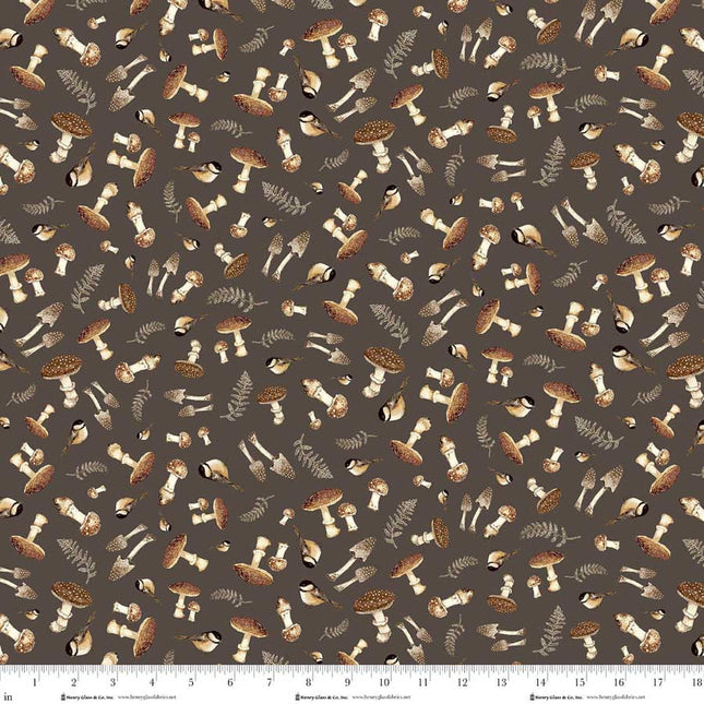Henry Glass Whimsical Woods ~ Mushrooms 2236-33 Brown