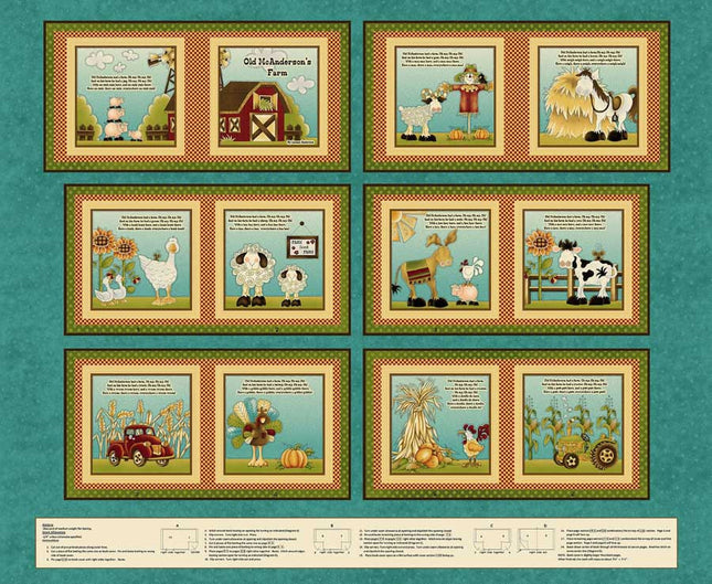 Henry Glass McAnderson's Farm Book Panel ~ LIL READERS 2374BP-77 Teal