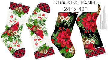 Northcott Cardinal Christmas Stocking Panel 25486-10