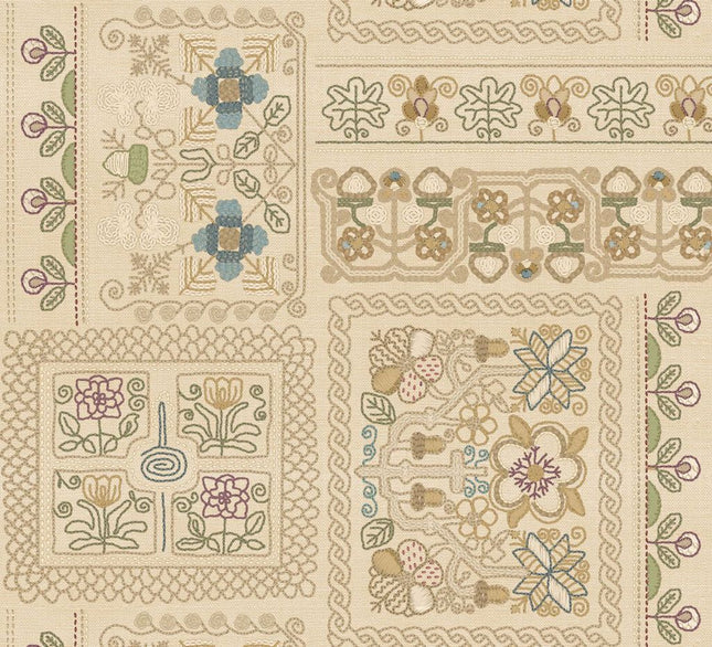 Marcus Fabrics 108" WIDE BACK CREWEL PATCHWORK: QB602022D  CREAM