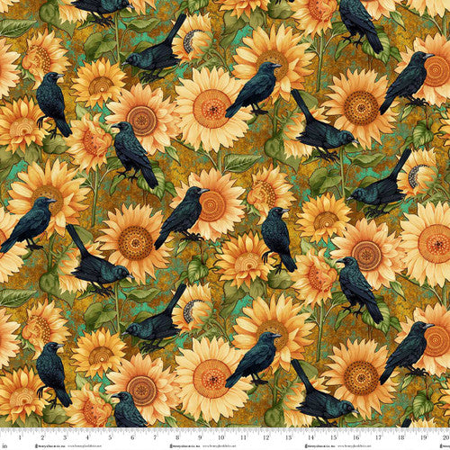 Henry Glass Crow-Mazing Sunflowers & Crows Q-3439-38