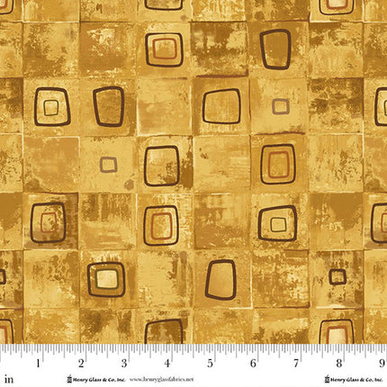 Henry Glass Crow-Mazing Gold Squares Q-3444-33