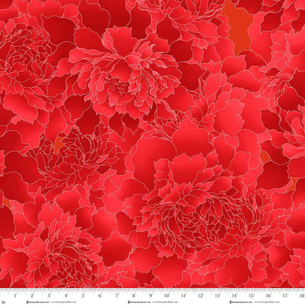 Henry Glass Peony Paradise 118" WIDE BACK ~ 3603W-88 Flame