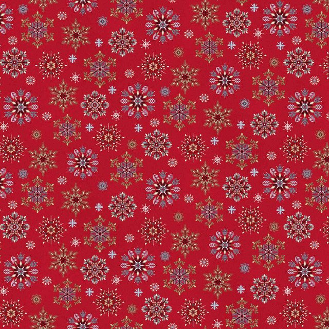Henry Glass Nordic Holiday Village ~ Red Multi Snowflakes: 3605-89