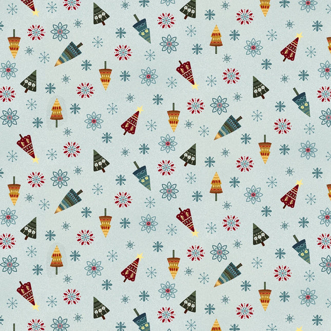 Henry Glass Nordic Holiday Village ~ Ice Blue Tossed Trees: 3608-17