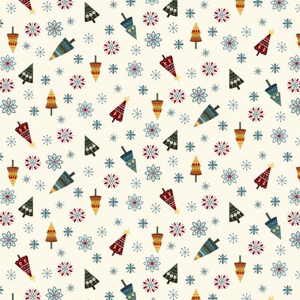 Henry Glass Nordic Holiday Village ~ Cream Multi Tossed Trees: 3608-44