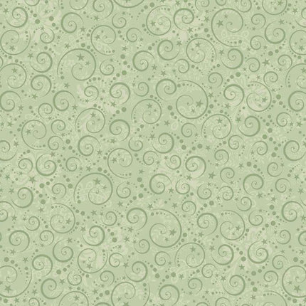 Henry Glass Nordic Holiday Village ~ Light Sage Swirls: 3609-16
