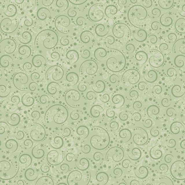 Henry Glass Nordic Holiday Village ~ Light Sage Swirls: 3609-16