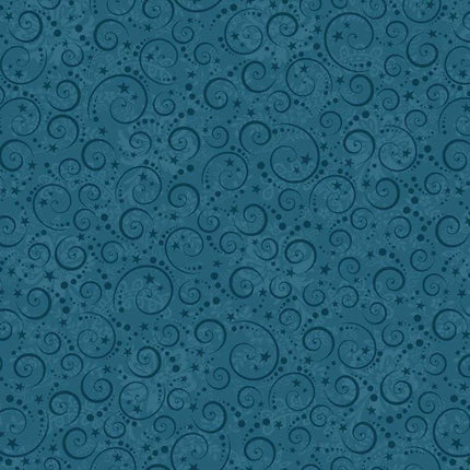 Henry Glass Nordic Holiday Village ~   Blue Swirls: 3609-77