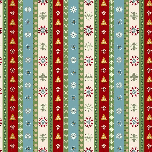 Henry Glass Nordic Holiday Village ~ Ice Blue Stripe:  3611-17