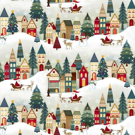 Henry Glass Nordic Holiday Village ~ Cream Multi Christmas Village: 3613-44