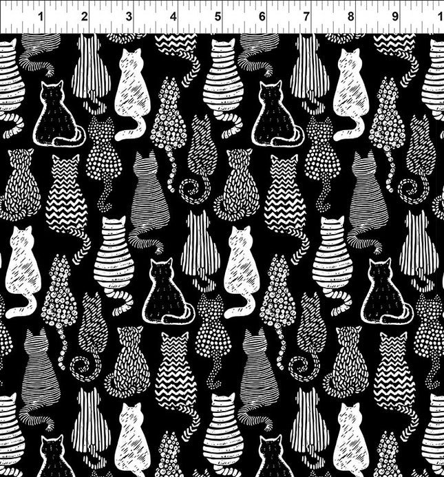 In The Beginning Fabrics Sketchbook: 3SK-2 Cats Black