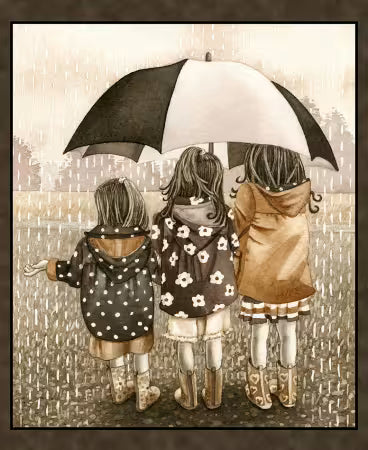 Elizabeths Studio Friends Forever Panel 36in # 4335E-SEPIA