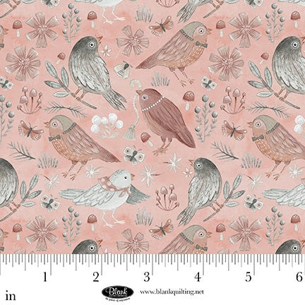 Blank Quilting Petals & Pewter Birds -Dusty Rose 4569-22