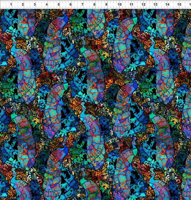 In The Beginning Fabrics Dear Clara - Multi Peacocks 4DCL-1