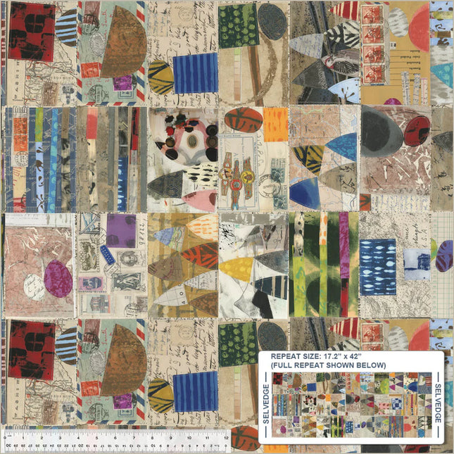Windham Fabrics Random Thoughts Postcards: FRONT MULTI 52988D-1