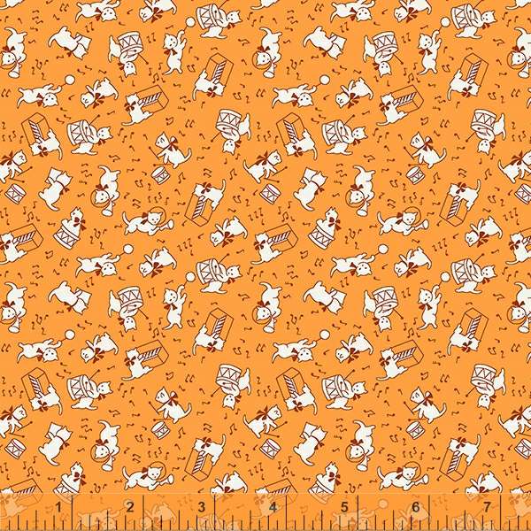 Windham Fabrics Storybook '22 Jammin Cats; Orange