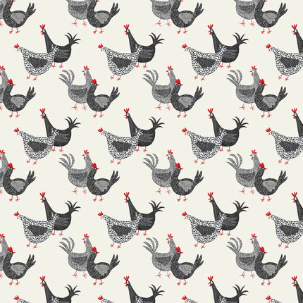 Camelot ~ Hen House Collection-Roosters and Hens-Off-White- 55250101-01