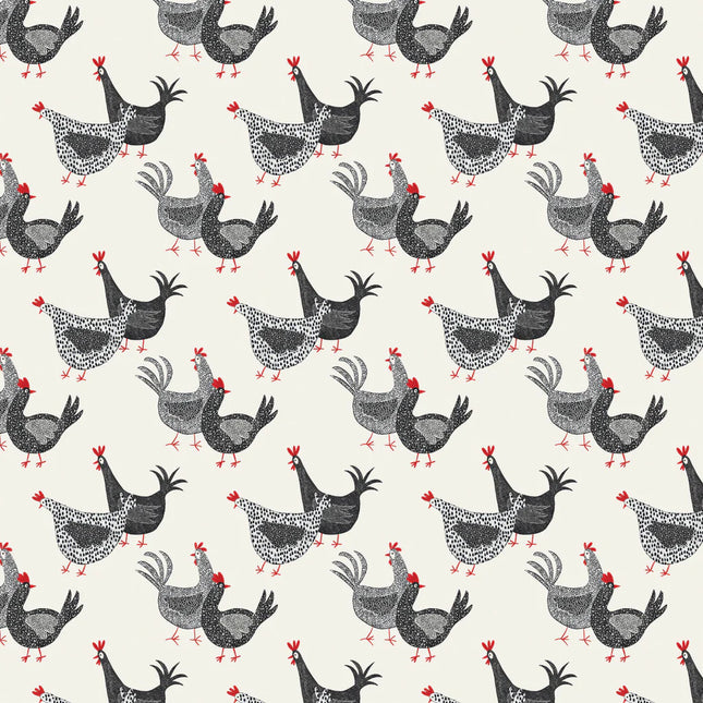 Camelot ~ Hen House Collection-Roosters and Hens-Off-White- 55250101-01