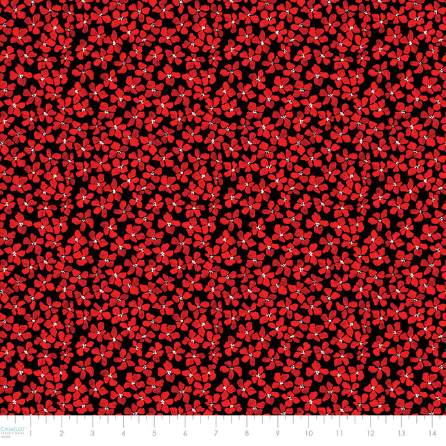 Camelot ~ Hen House Collection-Scattered Floral-Red-Black-55250106-02