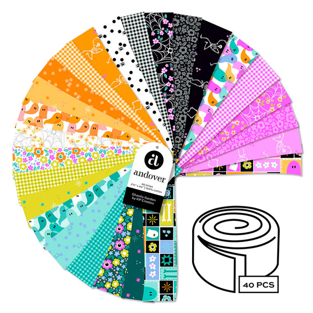 Andover Ghostly Garden ~ 2.5 inch strip roll 40 PCS