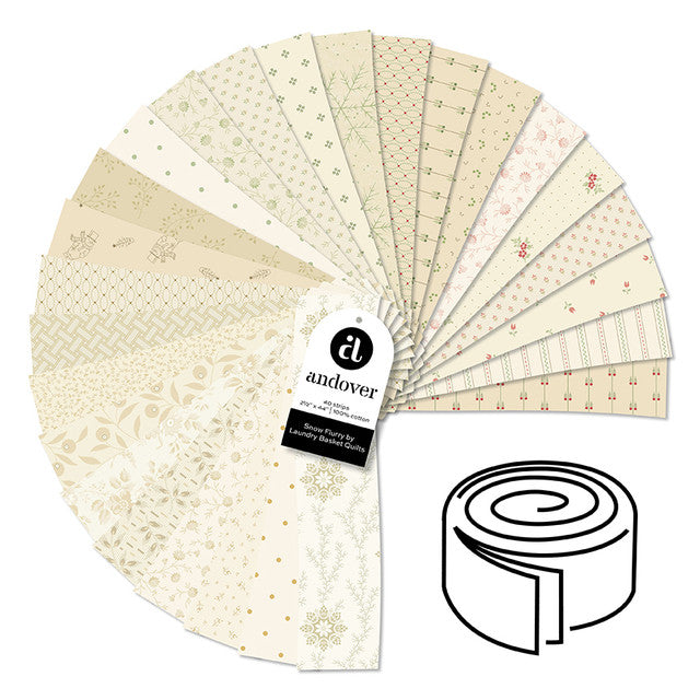 Andover Snow Flurry - 2.5 Inch Strip Roll - 40 PCS: 2S-SNOW-40