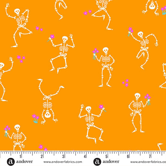 Andover Ghostly Garden ~ Skeleton Jig Orange A-10196-O