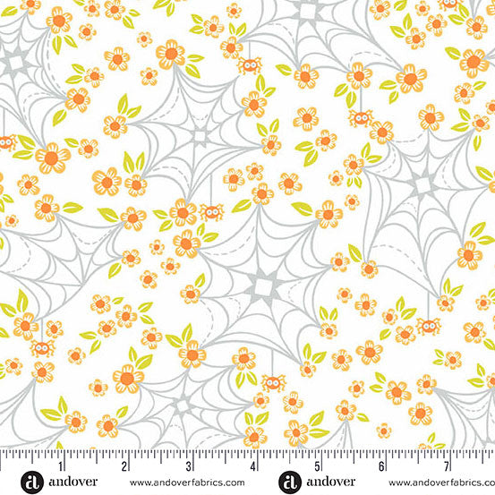 Andover Ghostly Garden ~ Web and Bloom White A-10198-L