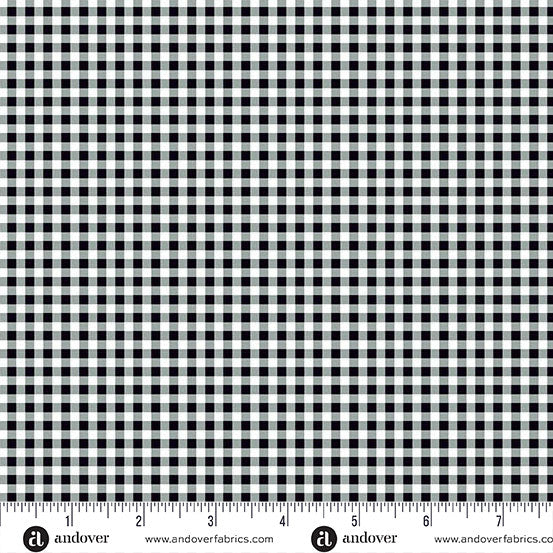 Andover Ghostly Garden ~ Bitty Gingham Black A-10199-K