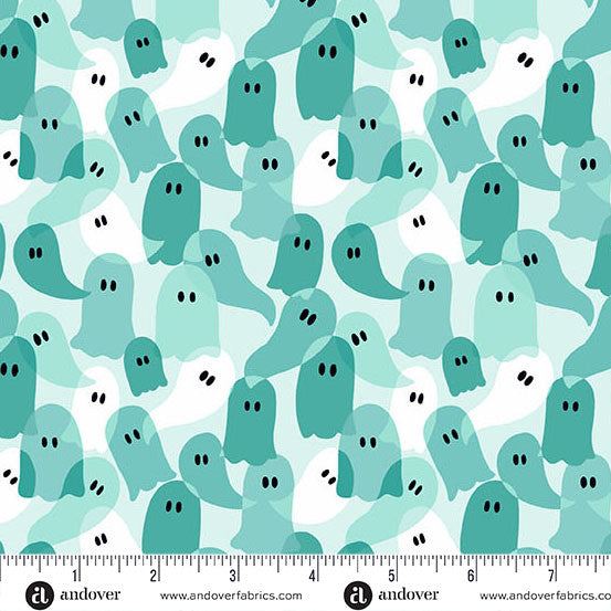 Andover Ghostly Garden ~ Ghost Party Aqua A-10202-T
