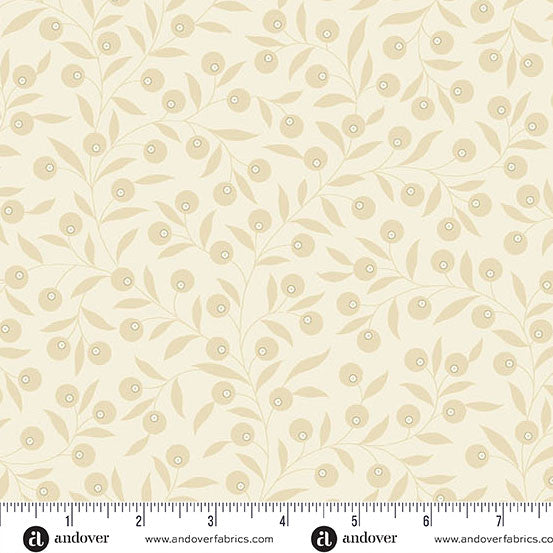 Andover Snow Flurry by Laundry Basket Quilts Sparkleberry Cream: A-10302-L