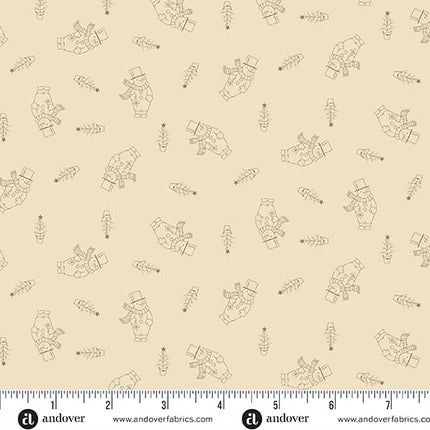 Andover Snow Flurry by Laundry Basket Quilts Snowman Cream: A-10316-N