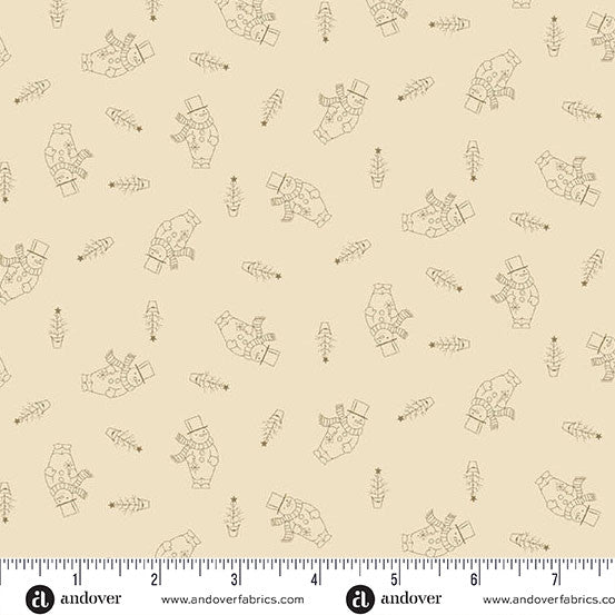 Andover Snow Flurry by Laundry Basket Quilts Snowman Cream: A-10316-N