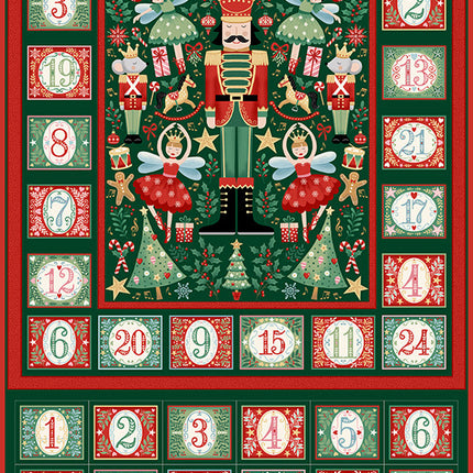 Andover The Nutcracker by Makower UK Advent Green SKU: MU-228-G