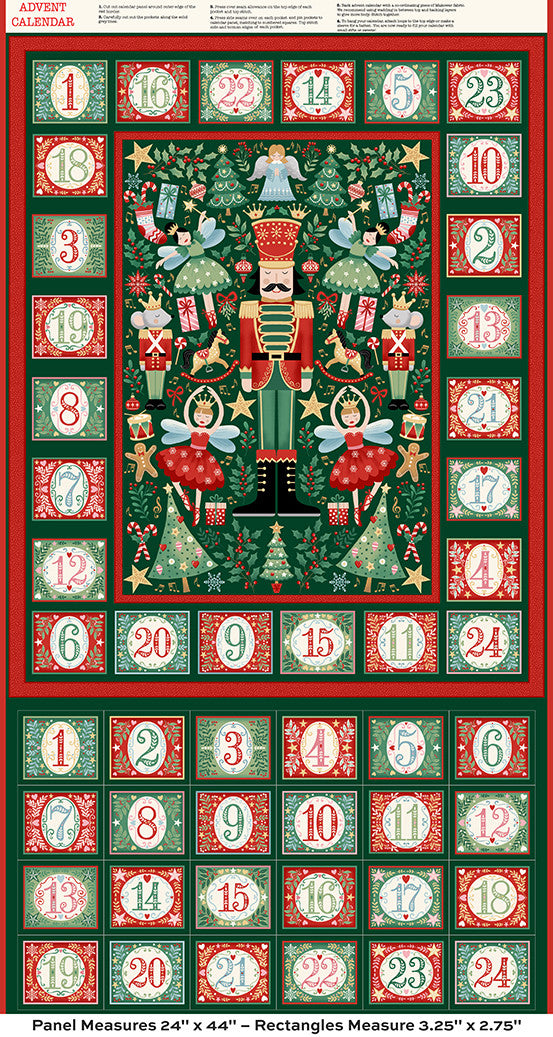 Andover The Nutcracker by Makower UK Advent Green SKU: MU-228-G