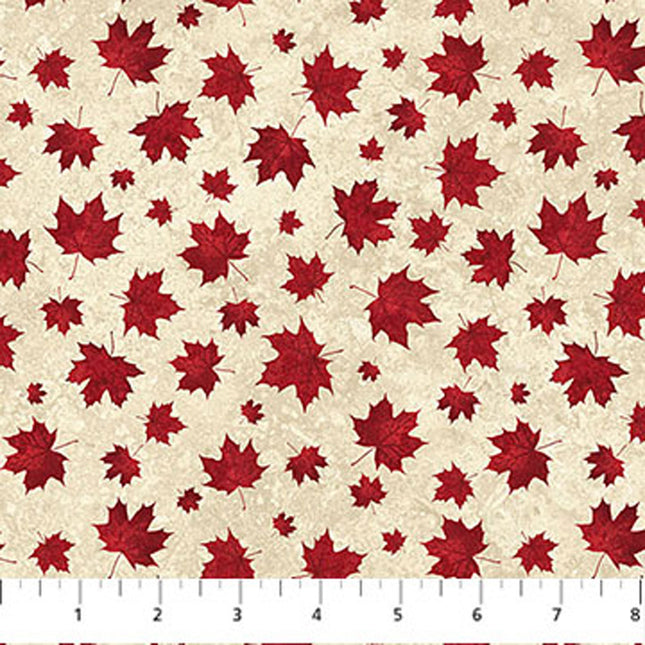 Northcott Oh Canada 14 - Stonehenge Two Tone Leaves – C29020-12 – Beige Red