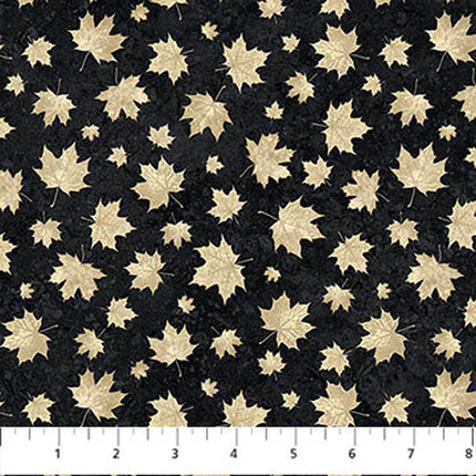 Northcott Oh Canada 14 -  Stonehenge Two Tone Leaves – C29020-99 – Black Beige